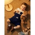 thumbnail image 4 of BemeyourBBs 2Pcs Infant Baby Boy 2 Piece Outfit Summer Clothes Crew Neck Short Sleeve Patchwork Rib Knit Romper and Elastic Waist Shorts Set, 4 of 9