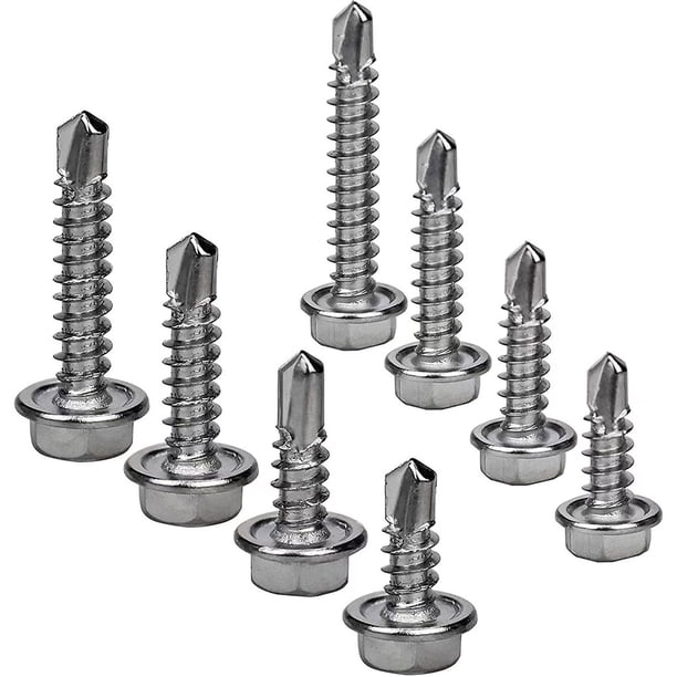 Kenally 200 Unids/set Tornillo Reemplazo Portátil Hexágono Autoperforante Tornillos Metalúrgicos Autoperforantes Surtido con Caja de Herramientas y ferretería