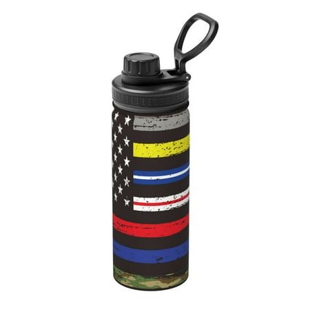 

Salouo First Responder American Flag for 18oz Stainless Steel Vacuum Insulated Tumbler Coffee Travel Mug Spill Proof with Lid Thermos Cup for Keep Hot/Ice Coffee Tea and Beer