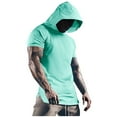 thumbnail image 3 of UVEASISHA Short Sleeve Hoodie for Men Mesh Hooded Tshirt Side Split Hoodies Cooling Summer Workout Athletic Sweatshirts Mint Green XL, 3 of 7