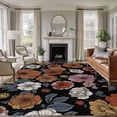 thumbnail image 2 of Vintage Floral Large Area Rugs 8x10 ft Red Pink Yellow White Flowers Black Bottom Washable Rug Non Slip Indoor Carpet Absorbent Floor Mat for Living Room Bedroom Dining Room, 2 of 9