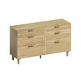 thumbnail image 5 of Jopath Large Wood Chset Of Drawers,51" Rattan Dresser With Drawers, 6 Drawer Dresser For Bedroom, Clothes Storage Cabinet For Bedroom, Metal Handle&Wood Legs For Hallway, Living Room, Bedroom,Natural, 5 of 10