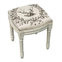 123 Creations WFS038XXGY Elk Upholstered Wooden Vanity Stool, Antique White
