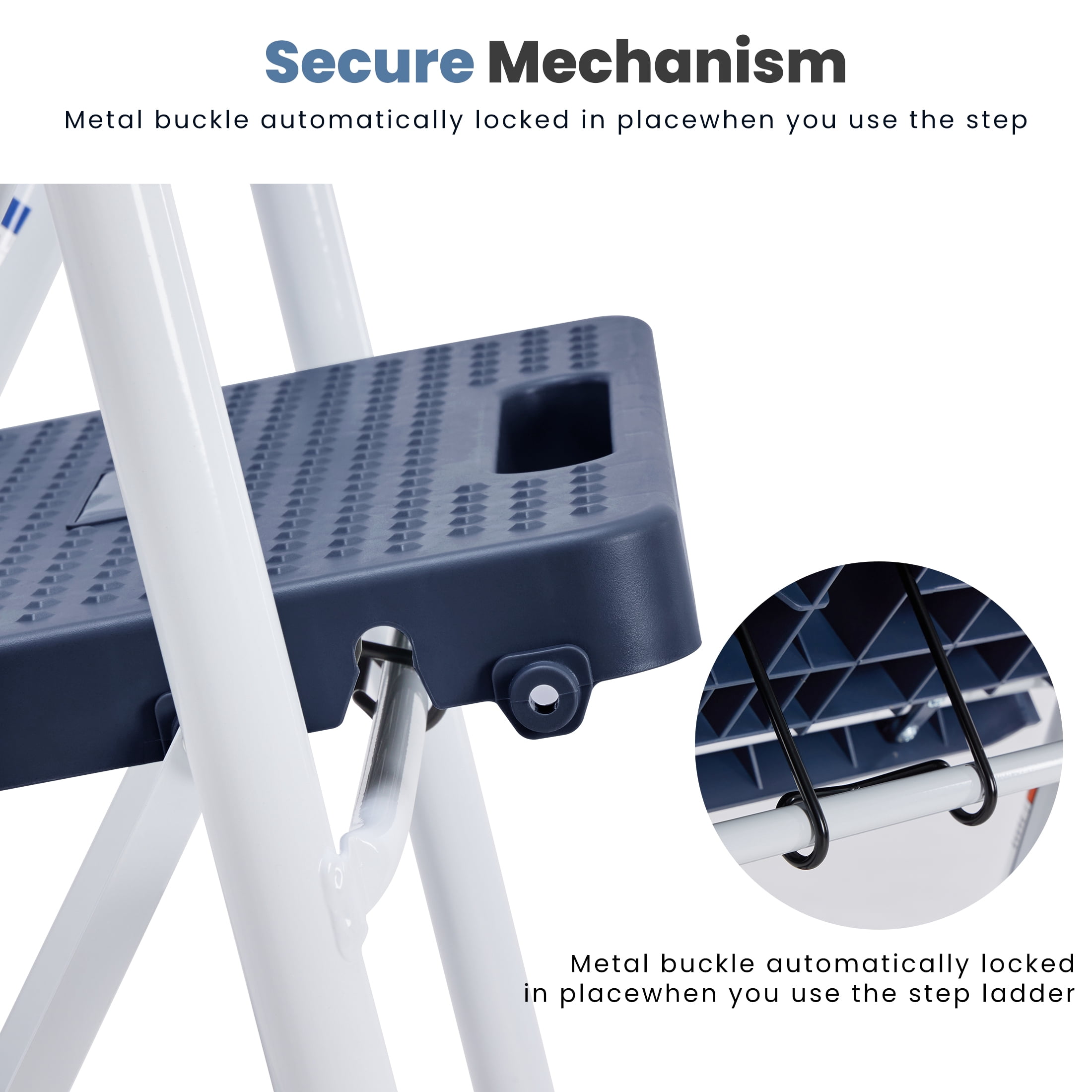 edx 3 Step Ladder, Portable Folding Step Stool, 800Lbs Capacity, Blue