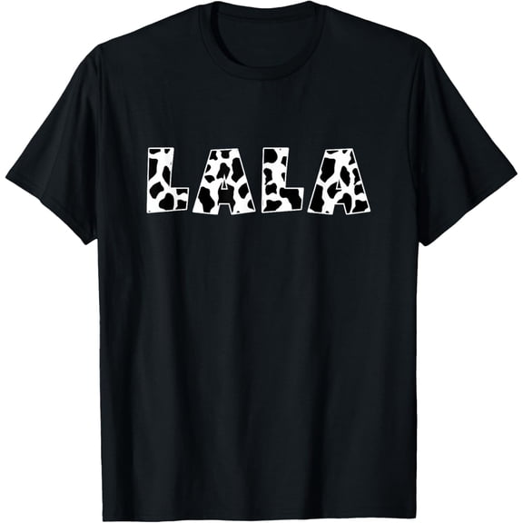 Retro Cow Print LALA Graphic T-Shirt Funny Western Animal Pattern Unisex Short Sleeve Tee