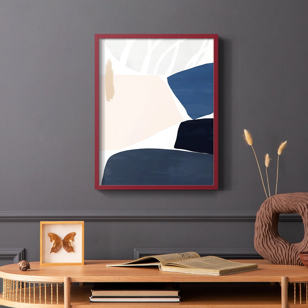 Denim and Sand II Framed Print in Red Solid Wood Framed Print No Nail Hanging