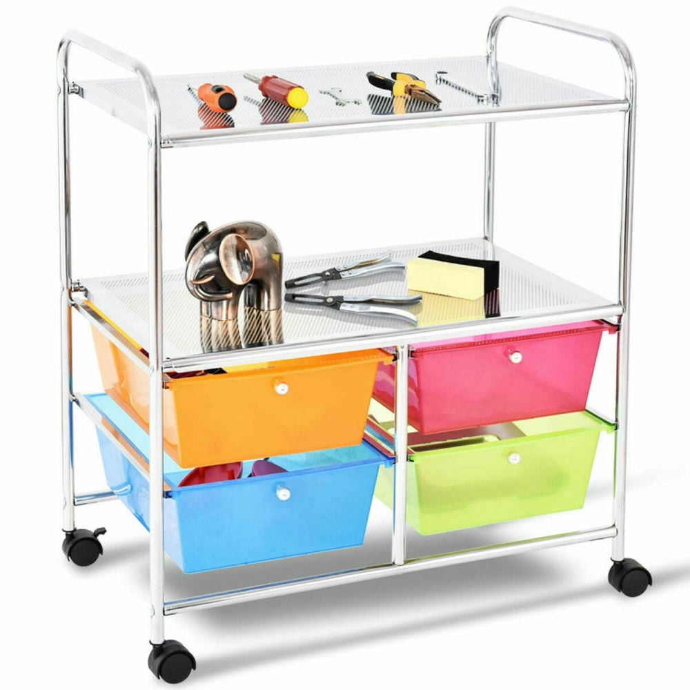 Demi Bonn 4 Drawers Shelves Rolling Storage Cart Rack with 4 Universal Casters, Transparent Multicolor