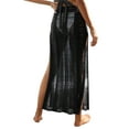 thumbnail image 4 of Sedceaty Women's Summer Long Beachwear Skirt Solid Color Side Split Hollow Knitted Skirts, 4 of 5