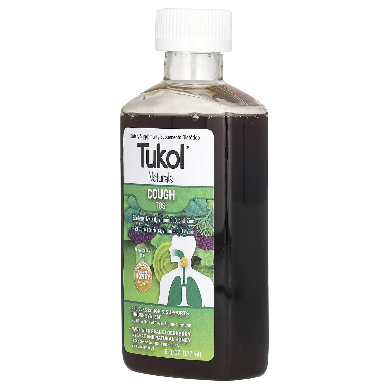 Tukol Naturals Adult Cough Syrup with Elderberry, Ivy Leaf