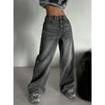 thumbnail image 6 of Vintage Light Gray Washed Wide Leg Jeans Women High Waist Loose Fit Extra Long Trousers Fall Winter Fashion Casual Streetwear Style Straight Leg Jeans For Women, 6 of 6