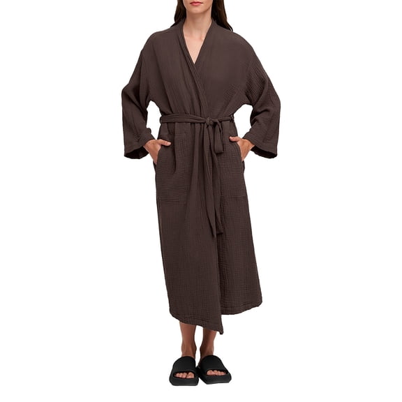 WCJM Warm Robes for Women Womens Open Front Long Sleeve Sleepwear Two Layer Relaxed Pajama Robe