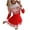 Red, variant on Lilgiuy Women Casual Dress Christmas Printed O-Neck Pleated Skirt Long Sleeve Dress