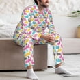 thumbnail image 7 of Honeii Colorful Rabbit Pattern Mens Pajamas Set,2pcs Men's Lounge Long Sleeve Sleep Shirt and Pajama Bottoms Sleepwear Set,Mens Pjs Sets-X-Large, 7 of 7