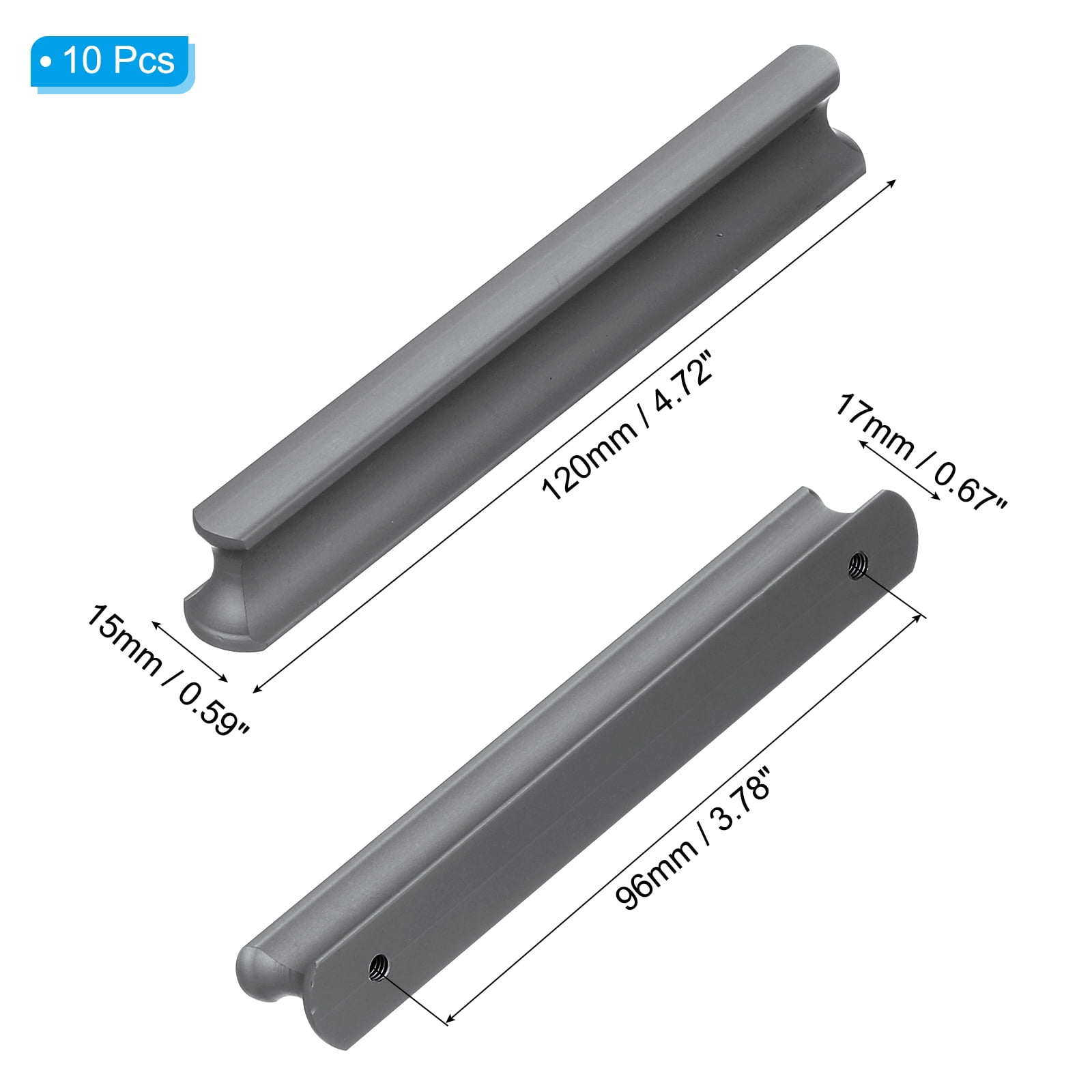 Uxcell Kitchen Cabinet Handles Hole Center Brushed Cabinet Pulls Kitchen Drawer Hardware for Cupboard Drawer Pulls Gray 3.78 Inch (96mm)