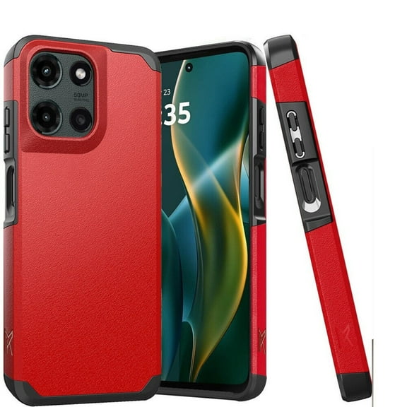 For Motorola Moto G Stylus 5G 2025 Slim Shockproof Hybrid Cover Cellphone Case   Tempered Glass - mk Red