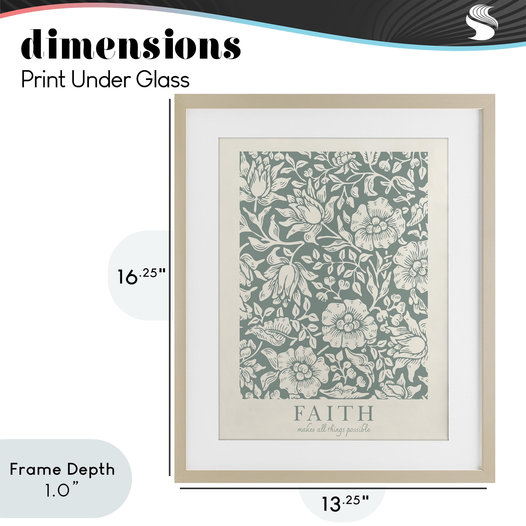 Stupell Industries Faith Quote with Floral Pattern Birch Framed Print Under Glass, design by Wild Apple Portfolio