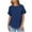 Blue, variant on Summer Oversize Shirts for Womens 2025 Fashion Casual Solid Color Round Neck Loose Short Sleeve T-shirt Top Blouses