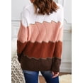 thumbnail image 3 of Asyoly Women's Stripe Pullover Sweater Deep V Neck Long Sleeve Color Block Loose Knit Jumper Casual Lightweight Tops, 3 of 6