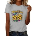 thumbnail image 2 of PNTUTB Summer 2026 Women's Mardi Gras Printed Short Sleeve Round Neck Casual Loose Comfortable T Shirt, 2 of 6