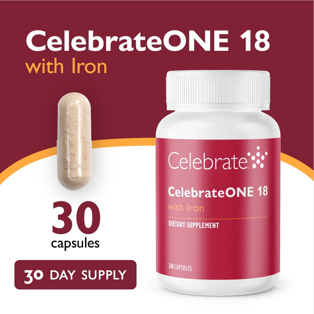 Celebrate Vitamins CelebrateONE 18 Once Daily Bariatric Multivitamin with Iron Capsules, 18 mg of Iron, 30 count