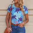 thumbnail image 6 of KLL Women 's Crew Neck Bodysuit Jumpsuits Ornamental Turtles Print Short onesies Stretch T Shirts, 6 of 7