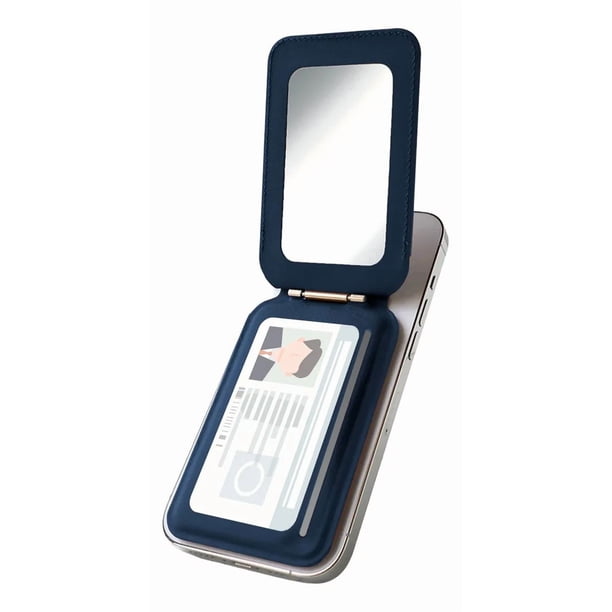Wallet Cartera Magnetica Con Espejo Para Iphone Magsafe Azul