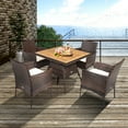 thumbnail image 3 of Patiojoy Patio Rattan Conversation Set Outdoor Dining Table & Armchair Set w/Cushions & Umbrella Hole, 3 of 6