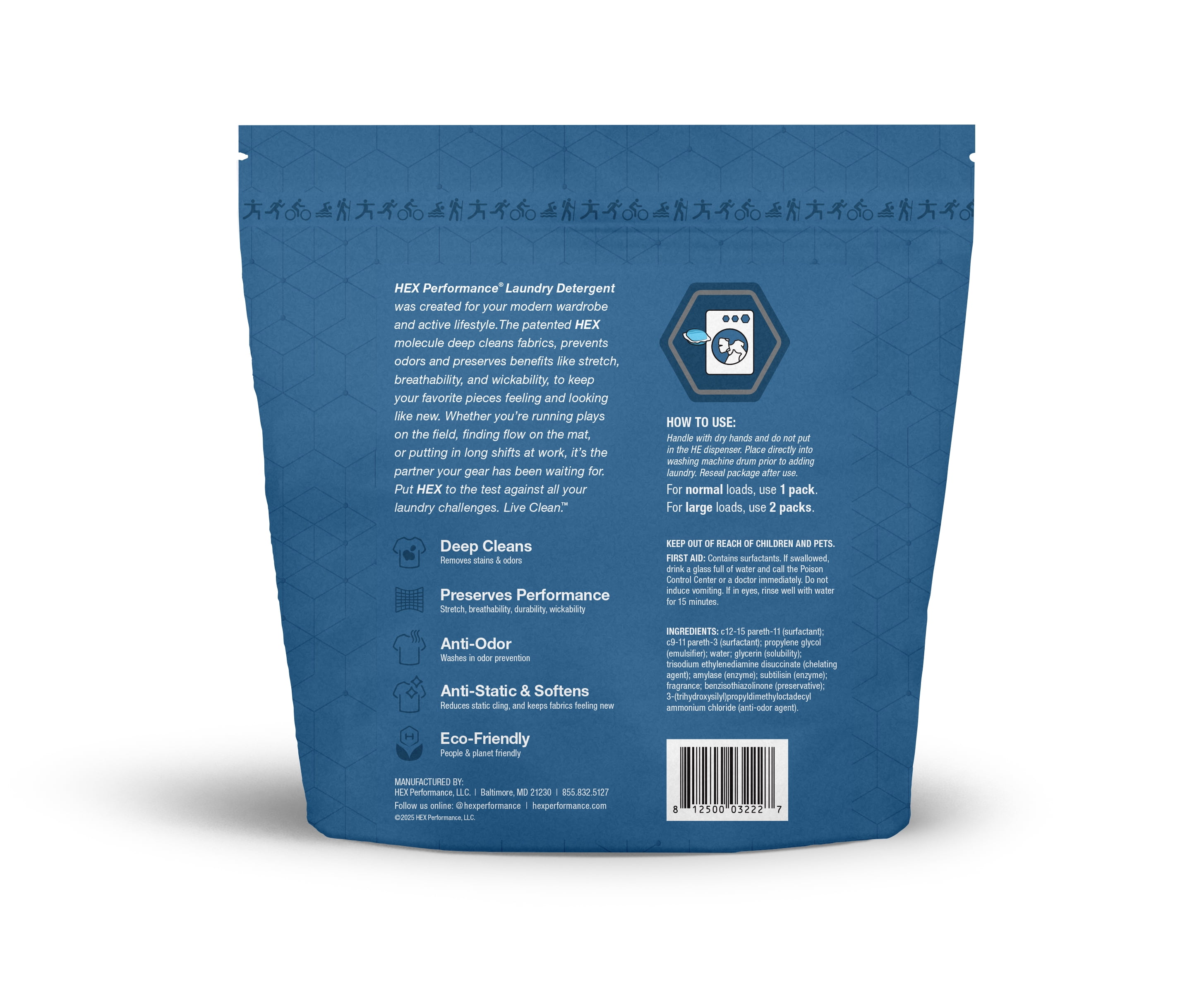 HEX Performance Detergent Packs, Fresh, 75ct