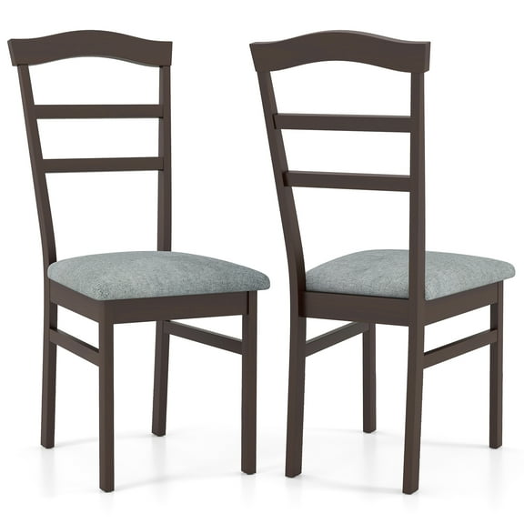 Gymax Modern Dining Chairs Set of 2 w/ Rubber Wood Frame Hollowed Backrest for Kitchen