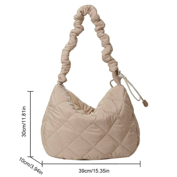 Women Padding Sling Bag Padded Shoulder Bag with Ruched Strap Ladies Leisure Bag