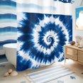thumbnail image 5 of No Hook Shower Curtain with Built-in Rings - Abstract Explosion Tie Dye Washable Waterproof Fabric Bathroom Curtains for Hotel,Rentals, 72 X 78 Inch Long , Blue White, 5 of 8