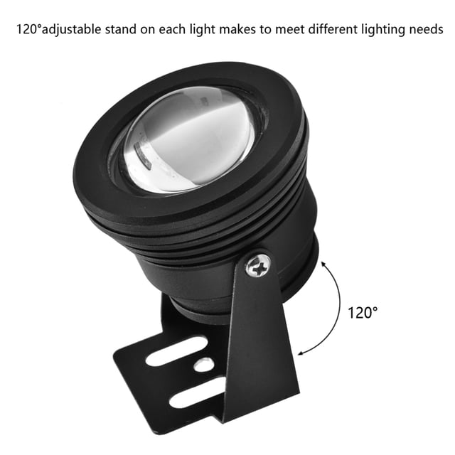 Waterproof Lamp, With Base 12V 10W Underwater Light Pool Lights, Aluminum Shell IP-65 Waterproof 120° Adjustable Stand Waterproof For Pool