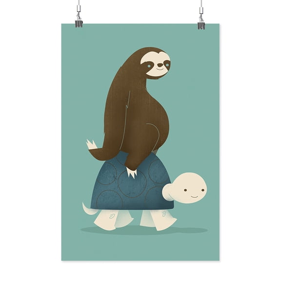 Image Conscious Hitchhiking Sloth Poster - Jay Fleck Designs, Poster Print 17 x 25.5 in
