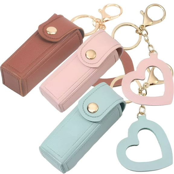 DESIGNICE 3Pcs Chapstick Holder Key Chain, Llaveros,Lanyard for Keys Keychain Ring,Metal