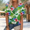 thumbnail image 6 of Women's Summer V Neck Tops Tie-dye/Floral Printed Short Sleeve Summer Graphic Tee Shirts Loose Fit Plus Size Casual Tshirts (M, Green), 6 of 7