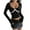 Black, variant on Timegard Crop Tops for Women Long Sleeve Going out Tops Square V Neck Lace Slim Casual Comfy Shirts