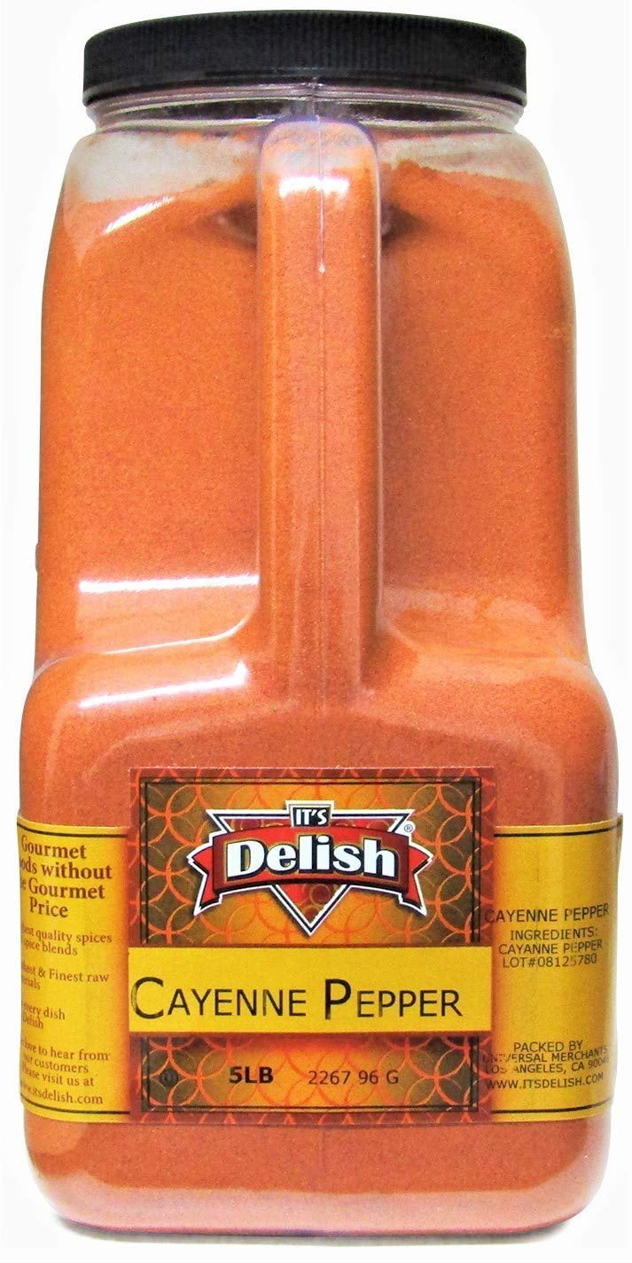 Cayenne Pepper Powder by Its Delish, 5 LBS Restaurant Gallon Size Jug With handle  All-Natural Red Pepper Powder for Cooking, Camping, and Meals  Kosher and Non-GMO