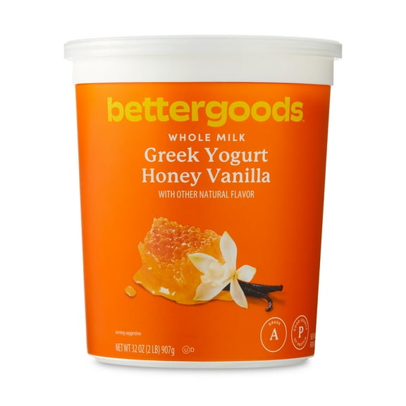 bettergoods Honey Vanilla Whole Milk Greek Yogurt, 32 oz Tub