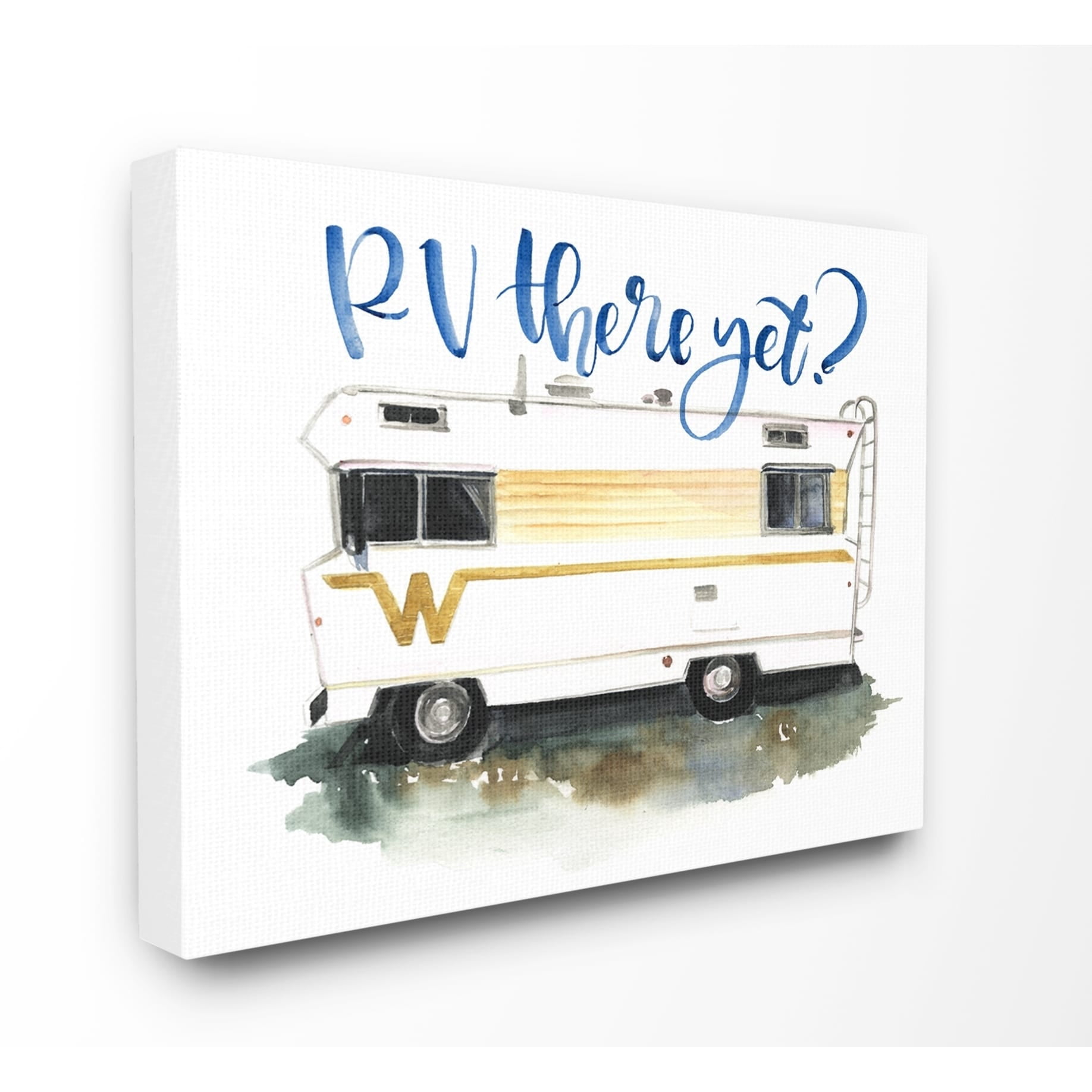 The Stupell Home Decor RV There Yet Yellow Striped RV Watercolor Canvas Wall Art