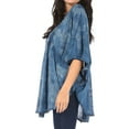 thumbnail image 4 of Sakkas Cleeo Long Wide Tie Dye Lace Embroidered Sequin Poncho Blouse Top Cover Up - Ink Blue - One Size, 4 of 5