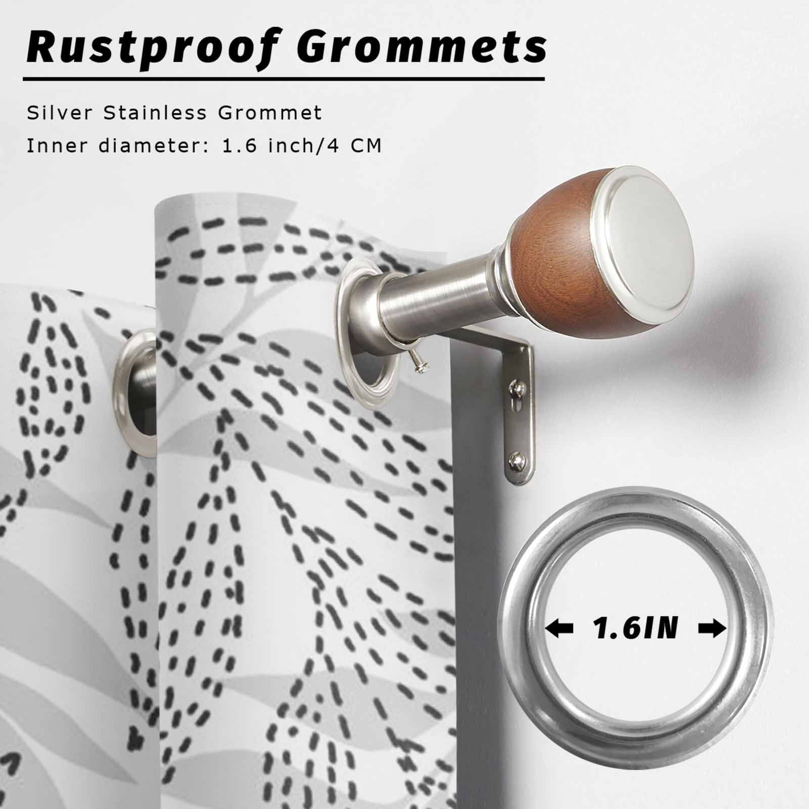 Summer Abstract Leaf Outdoor Curtains for Patio, Country Farm Tropical Grey Leaves Sketch Style Sunshade Privacy Drapes Grommet Waterproof Outside Curtains for Porch/Cabana/Balcony 54"x 108", 1 Panel