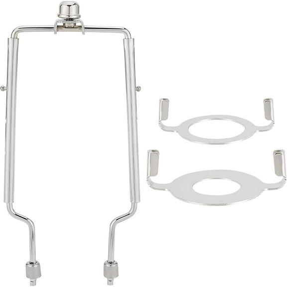 2 Sets Lamp Shade Harp Holder 8/9/10 Inch Adjustable Lamp Harp with 2 Shade Attaching Finial Top Horn Frame Lampshade Bracket Silver