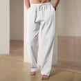 thumbnail image 2 of Men's Casual Pants Men's Slim Fit Business Pants Fashion Solid Casual Flat Front Work Long Trousers White M, 2 of 9