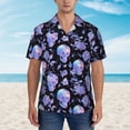 thumbnail image 2 of Fuzoiu flower Skull crystal Print Hawaiian Shirt for Men, Summer Beach Casual Short Sleeve Button Down Shirts, Men’s Beach Summer Shirts with Pocket,Small, 2 of 7