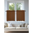 thumbnail image 4 of Burnt Orange Buffalo Plaid Tier Curtains 36 Inch Length,Sheer Curtains for Bedroom Living Room Geometric Classic Checkered Short Kitchen Curtains Drapes for Small Half Window 27.5"x36" 2 Panels, 4 of 7