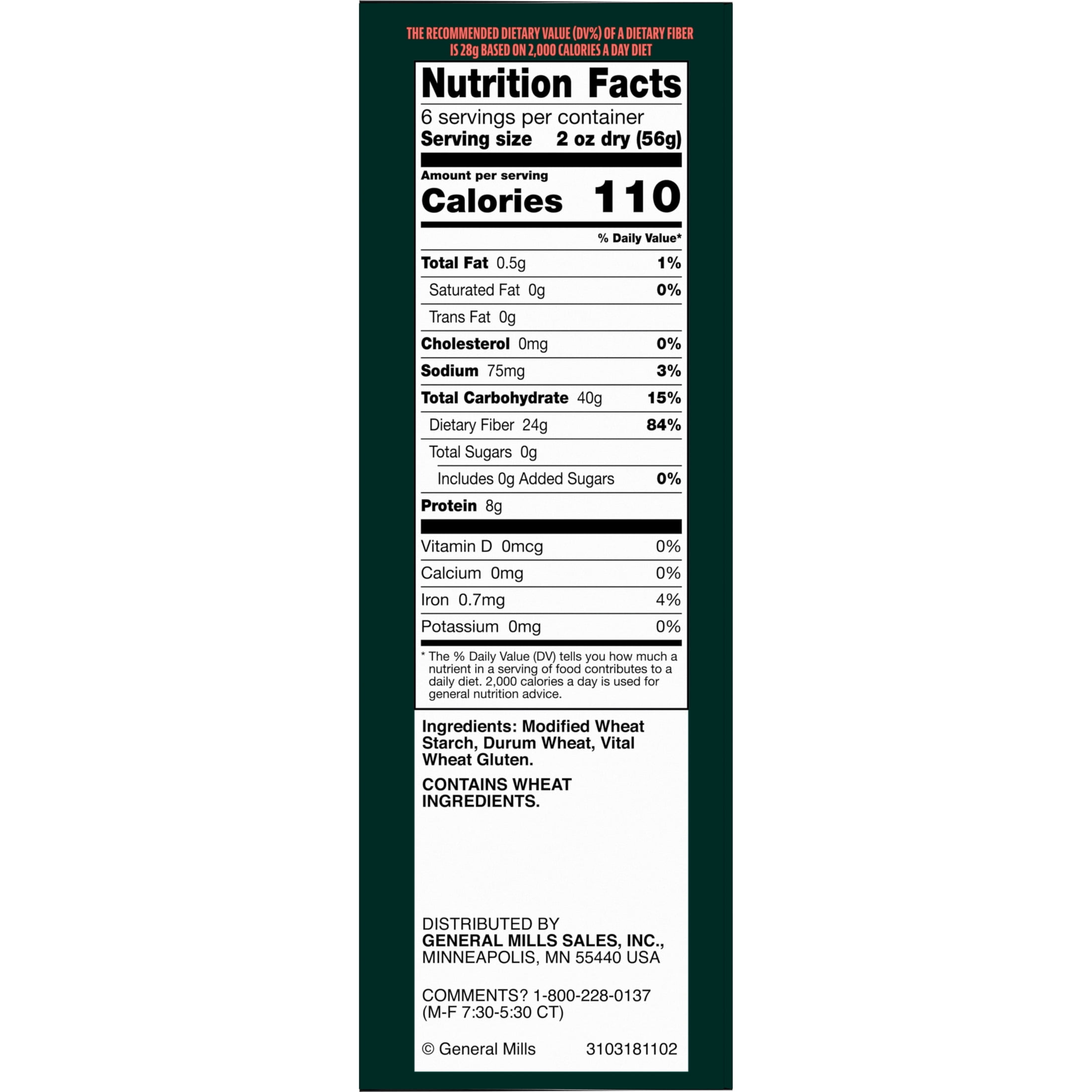 Carbe Diem High Fiber Penne Pasta, Dairy-Free & Wheat-Free, 12 oz