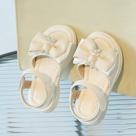 

Gubotare Dressy Sandals Girl Wide Width Toddler Girls Sandals with Back Strap for Kids Slides Beach Swim Water Shoes (Beige 13)