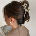 thumbnail image 2 of Rose Big Hair Clips Metal Hair Claw Clips Cute Rose Gold Hair Clip Non-Slip Gold Thick Hair Thin Hair Claw Unique Rose Design Hair Accessories Hairpins Birthday Gift for Women, 2 of 5