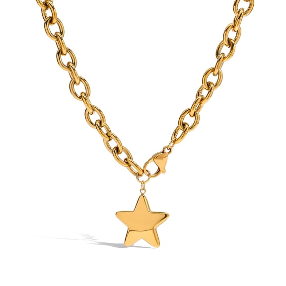 Sunyuer Stainless Steel Star Pendant Necklace - 18K Gold Plated Titanium Steel, Tarnish-Resistant, Minimalist Luxury Jewelry