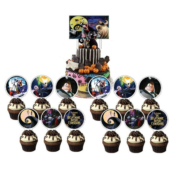 Night Christmas Cake Topper Cupcake Set Party Supplies Decoration Birthday Decor Kit
